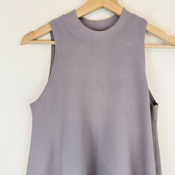 Milly Mock Neck Top Gray Sleeveless A Line Swing Knit Size Small Minimalist - Picture 3 of 8